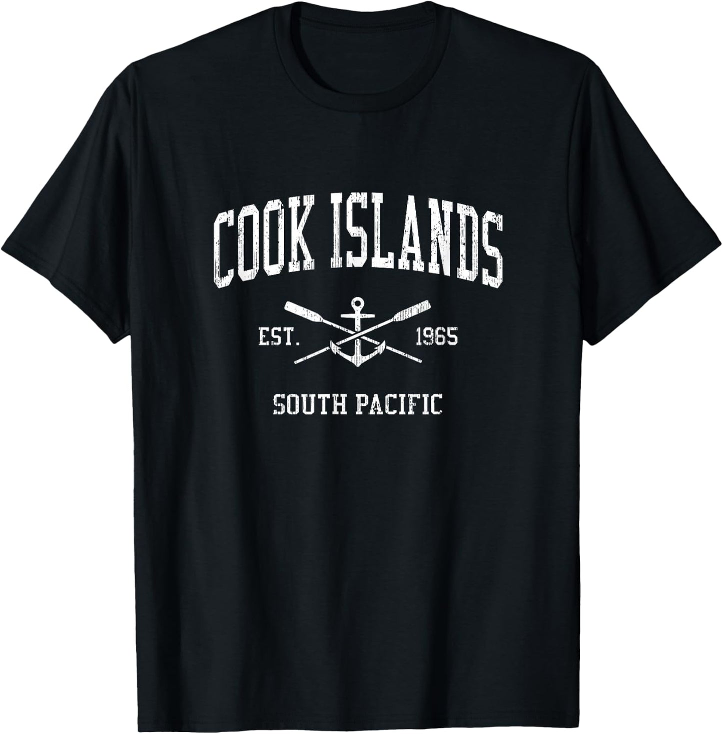 Cook Islands Vintage Crossed Oars & Boat Anchor Sports T-Shirt - T-Shirt | Black