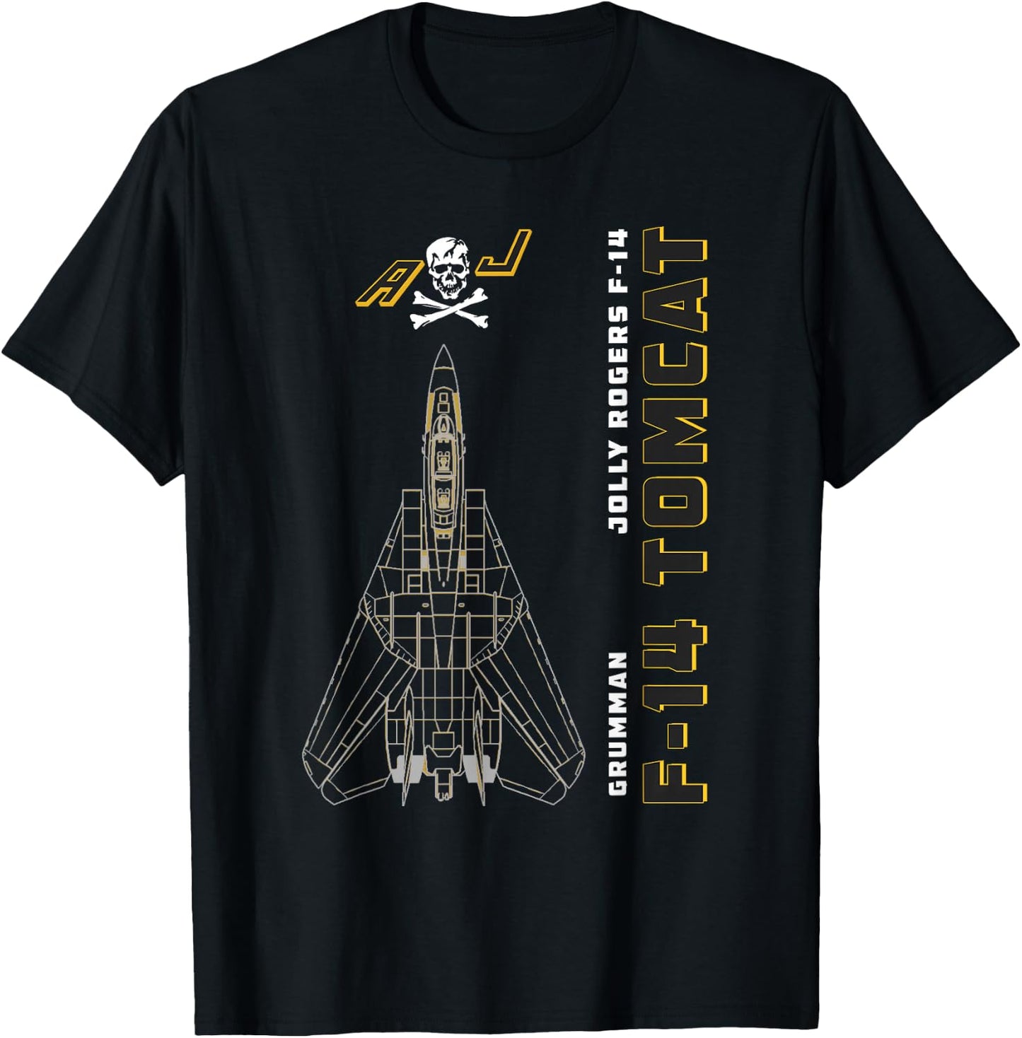 F-14 Tomcat Jolly Rogers VFA-103 Jet Airplane Profile T-Shirt - T-Shirt | Black