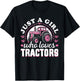 Cute Tractor Pink Design - Just a Girl Who Loves Tractors T-Shirt - T-Shirt | Black
