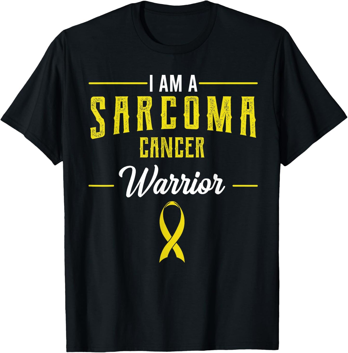 I Am A Warrior Sarcoma Cancer Awareness Ribbon Fighter Gift T-Shirt - T-Shirt | Black
