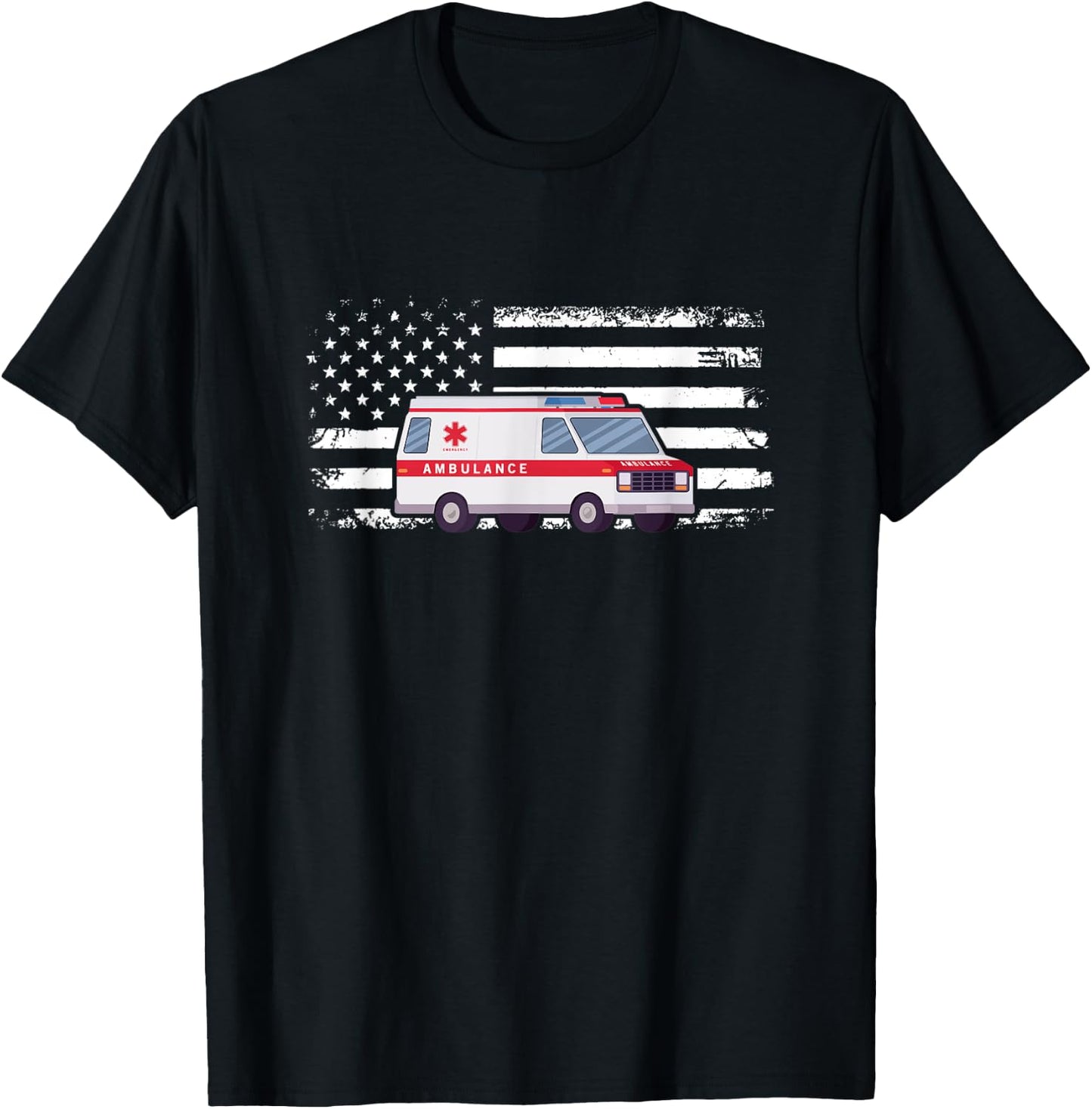 Ambulance Flag Ambulance Parademic EMT T-Shirt - T-Shirt | Black