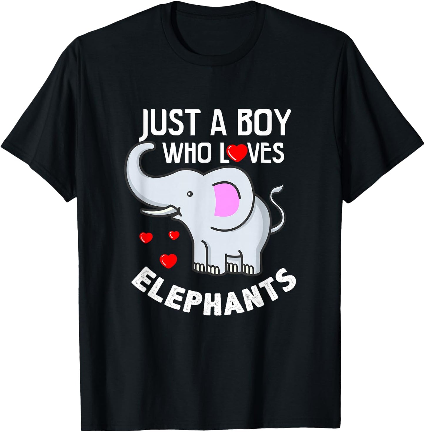 Just A Boy Who Loves Elephants Elephant Lover Gift T-Shirt - T-Shirt | Black