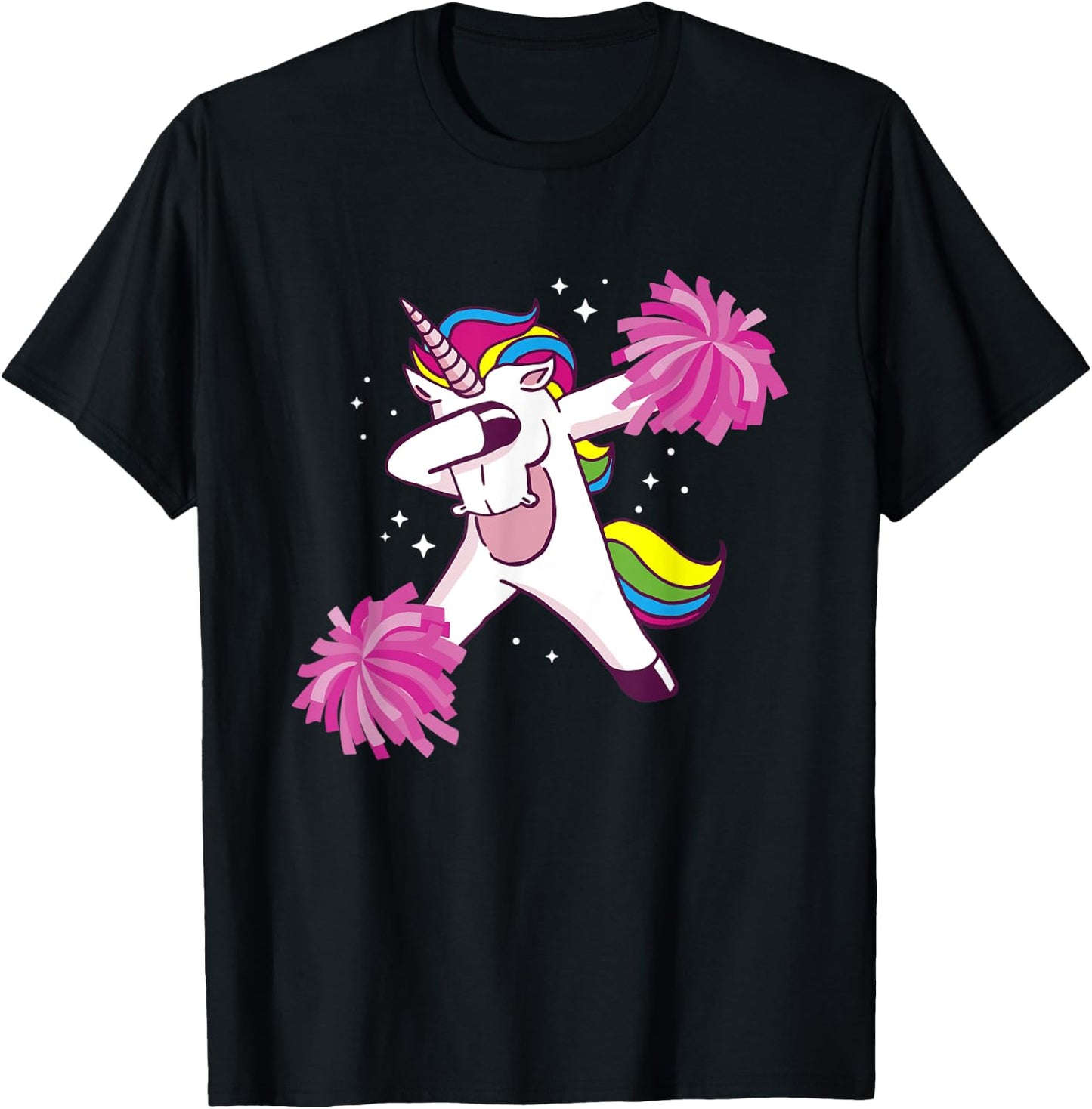 Cheer Unicorn Cheerleading Dabbing Cheerleader T-Shirt - T-Shirt | Black