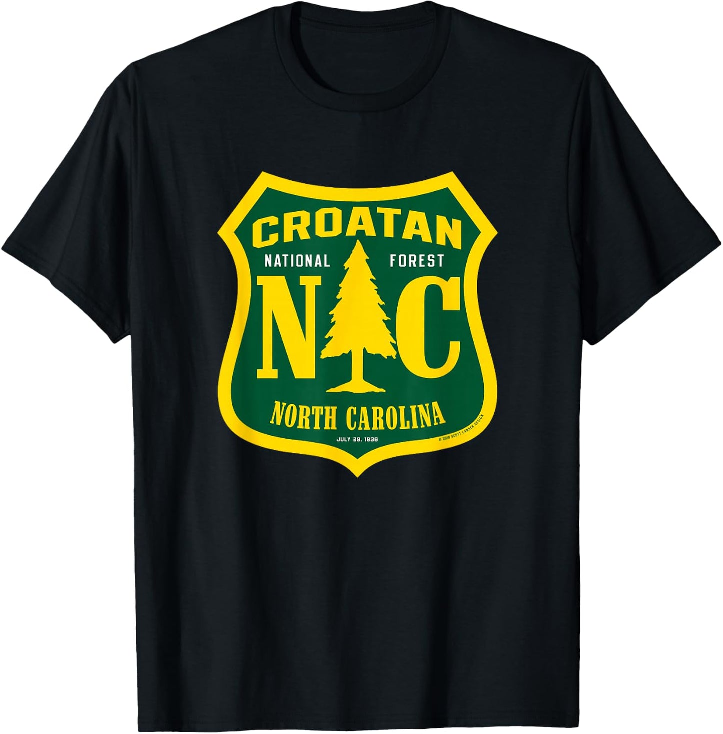 Croatan National Forest North Carolina National Forest Sign T-Shirt - T-Shirt | Black