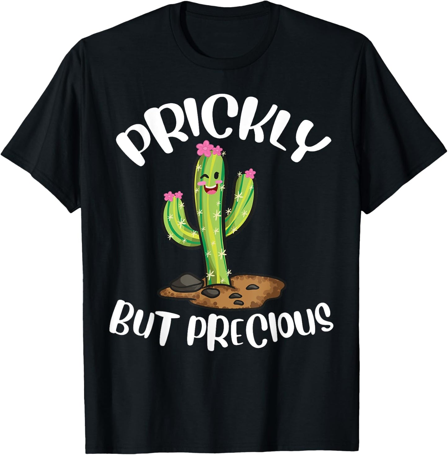 Prickly But Precious | Funny Cacti | Cute Girls Cactus T-Shirt - T-Shirt | Black