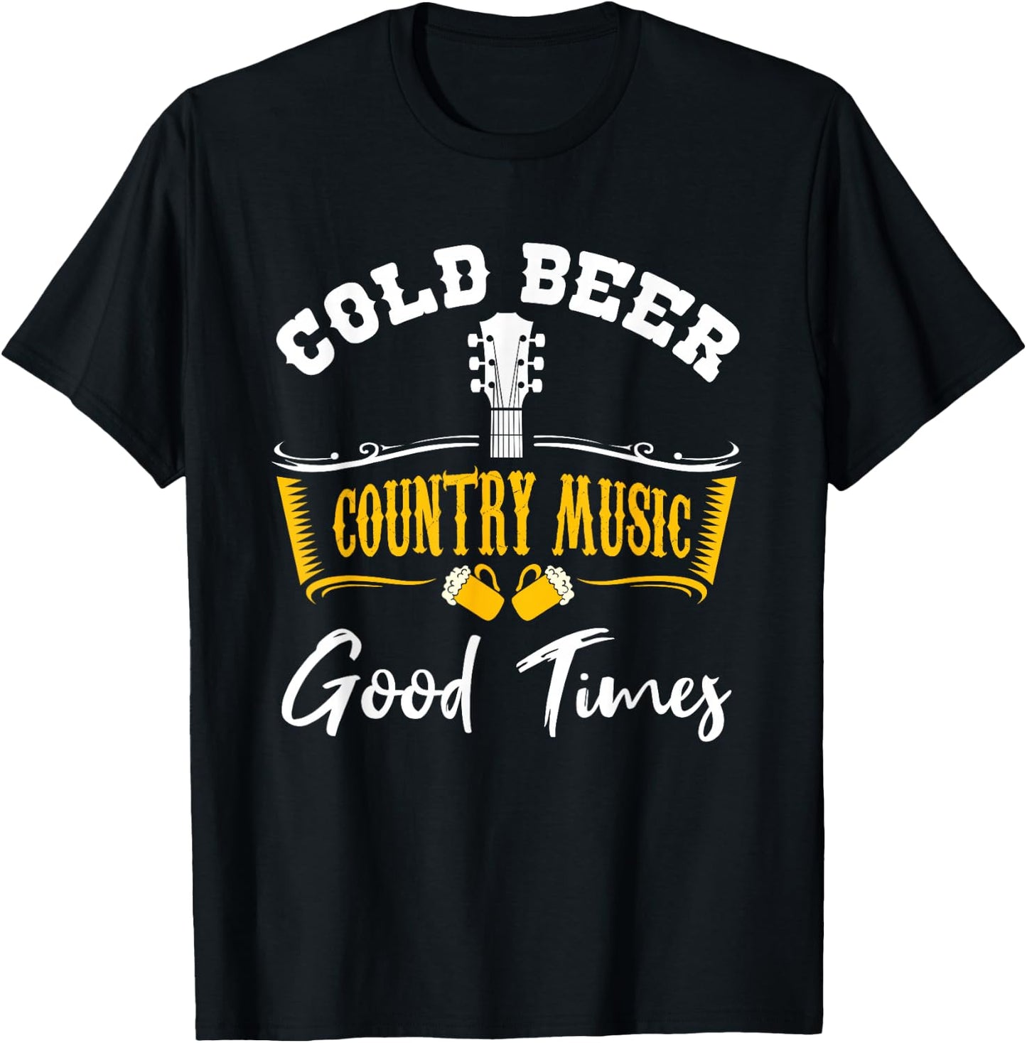 Vintage Cold Beer Country Music Good Times Musician Gift T-Shirt - T-Shirt | Black