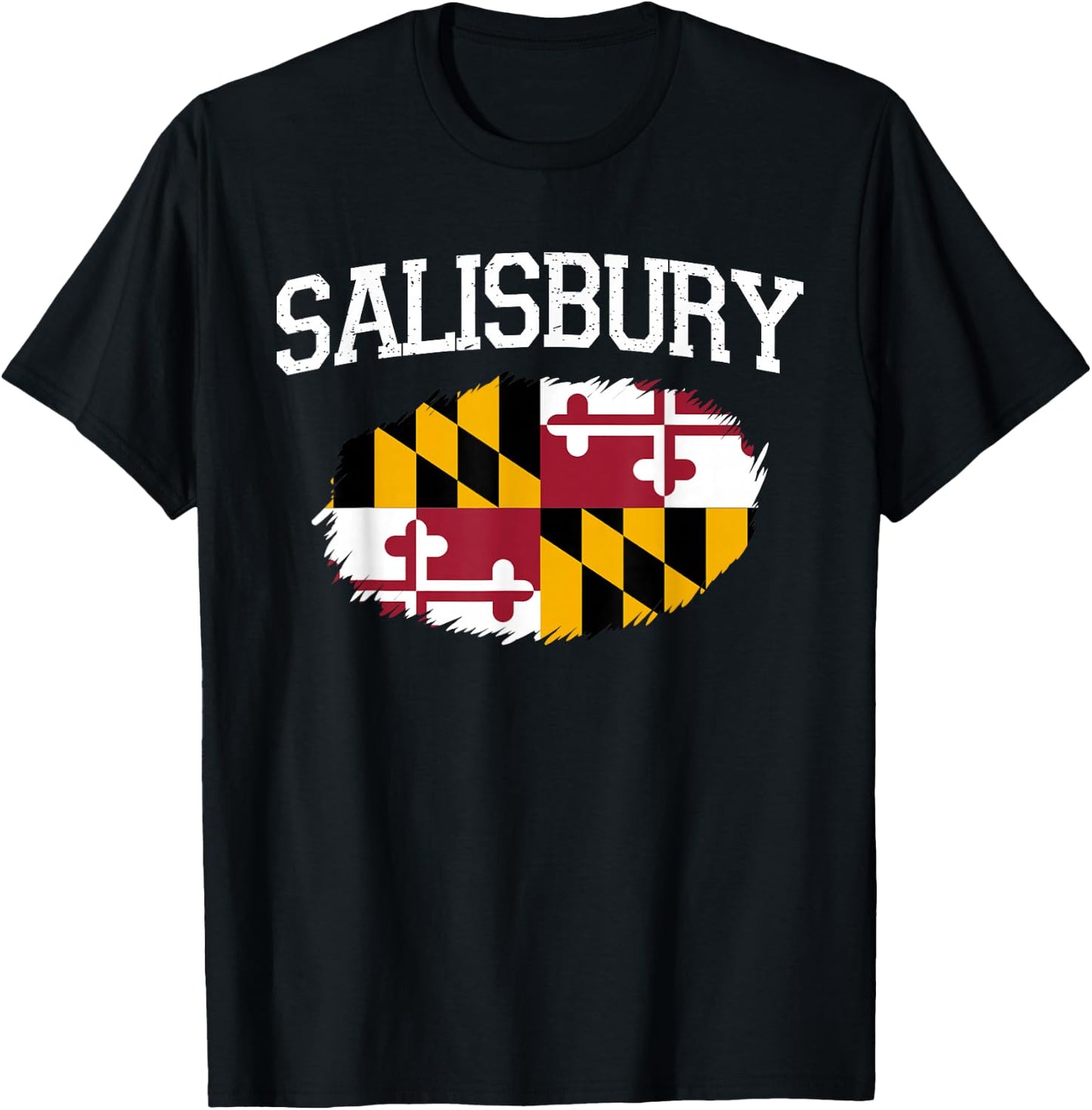 Salisbury MD Maryland Flag Vintage USA Sports Men Women T-Shirt - T-Shirt | Black