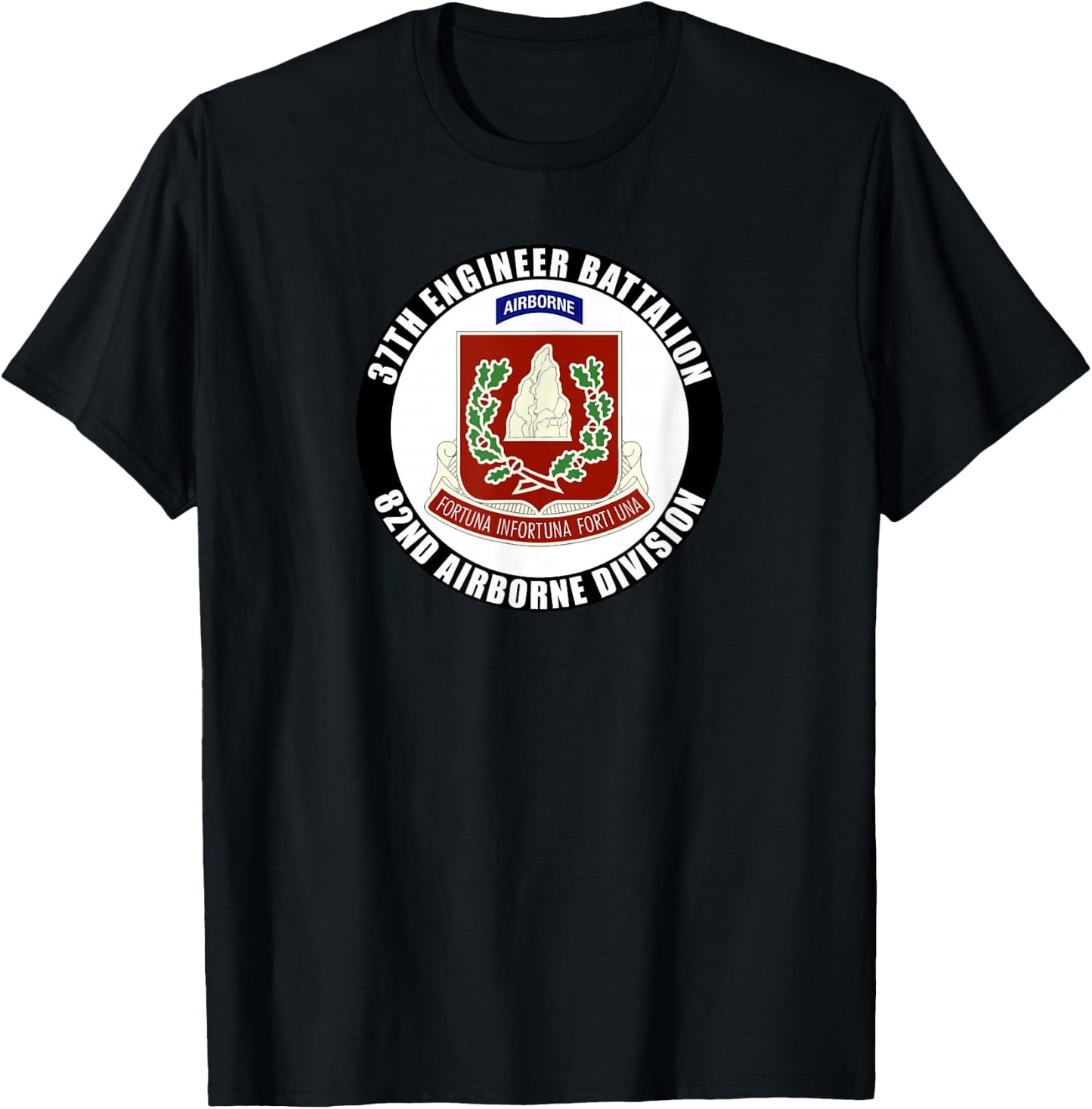 SoldierTees 37th Engineer Battalion 82nd Airborne Division Veteran Gift - -Adults, Black, Small, Short Sleeve, Classic Fit, Cotton 60% Polyester 40%, Military-Themed T-Shirt - T-Shirt | Black