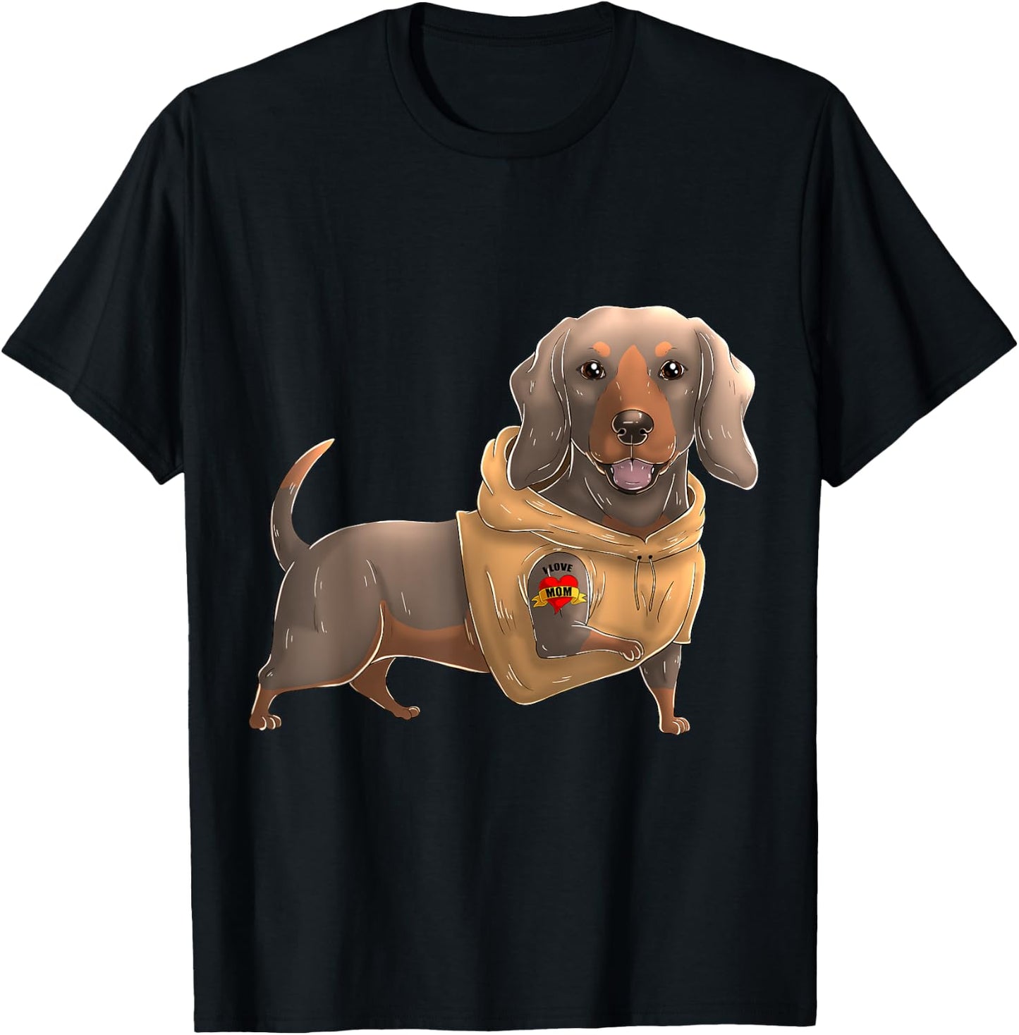Dachshund I Love Mom Tattoo Dog Shirt Funny Mother's Day T-Shirt - T-Shirt | Black