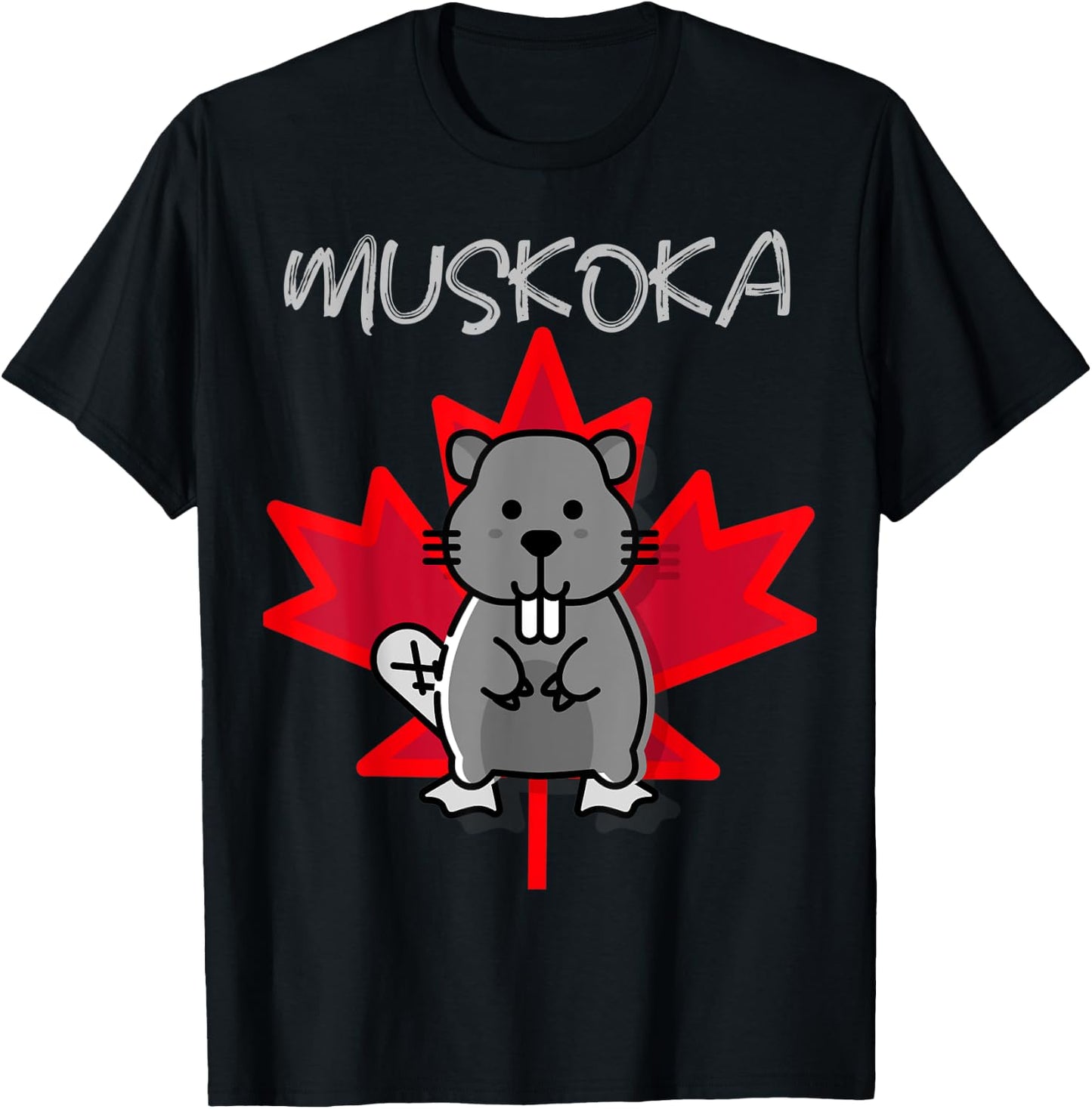 Muskoka Ontario Canada Beaver Poster Gift T-Shirt - T-Shirt | Black