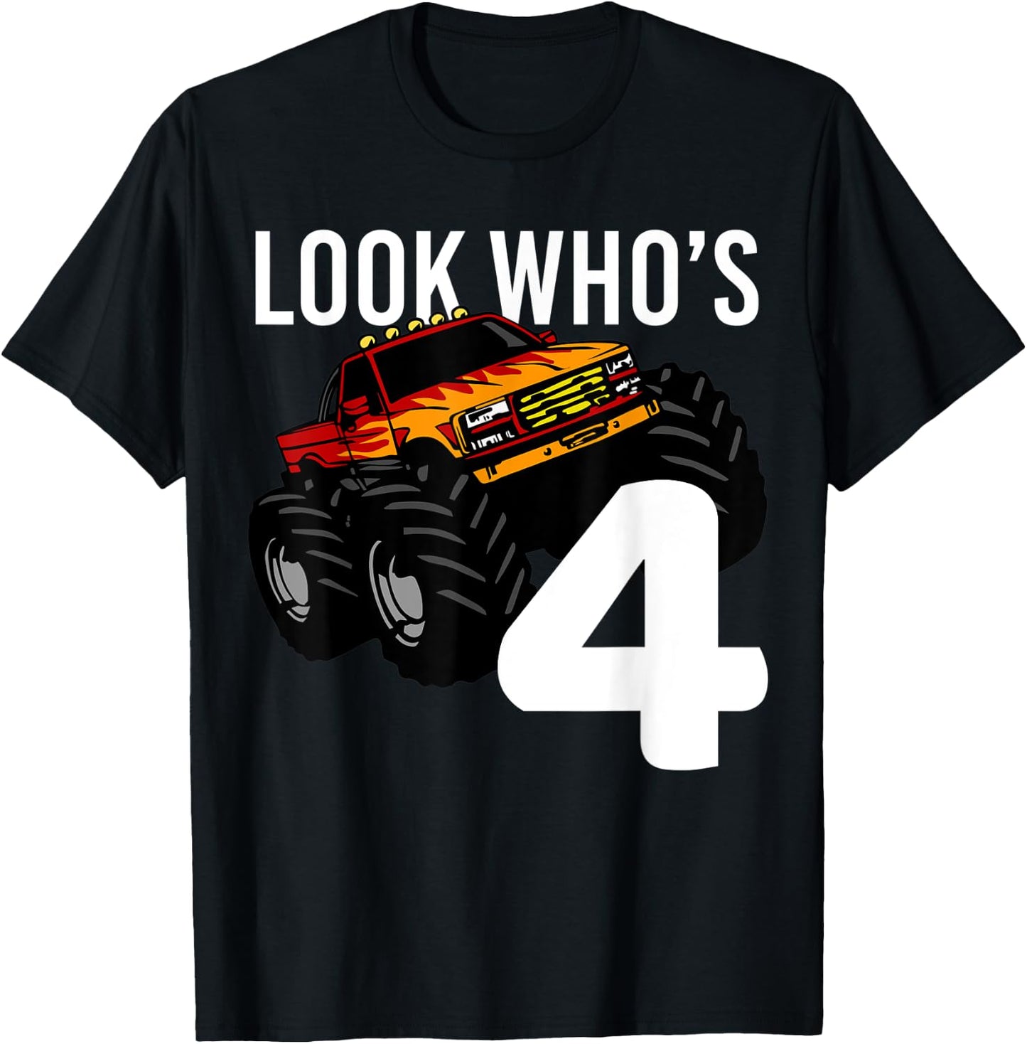 Monster Truck 4th Birthday for Boys | 4 year old Gift T-Shirt - T-Shirt | Black