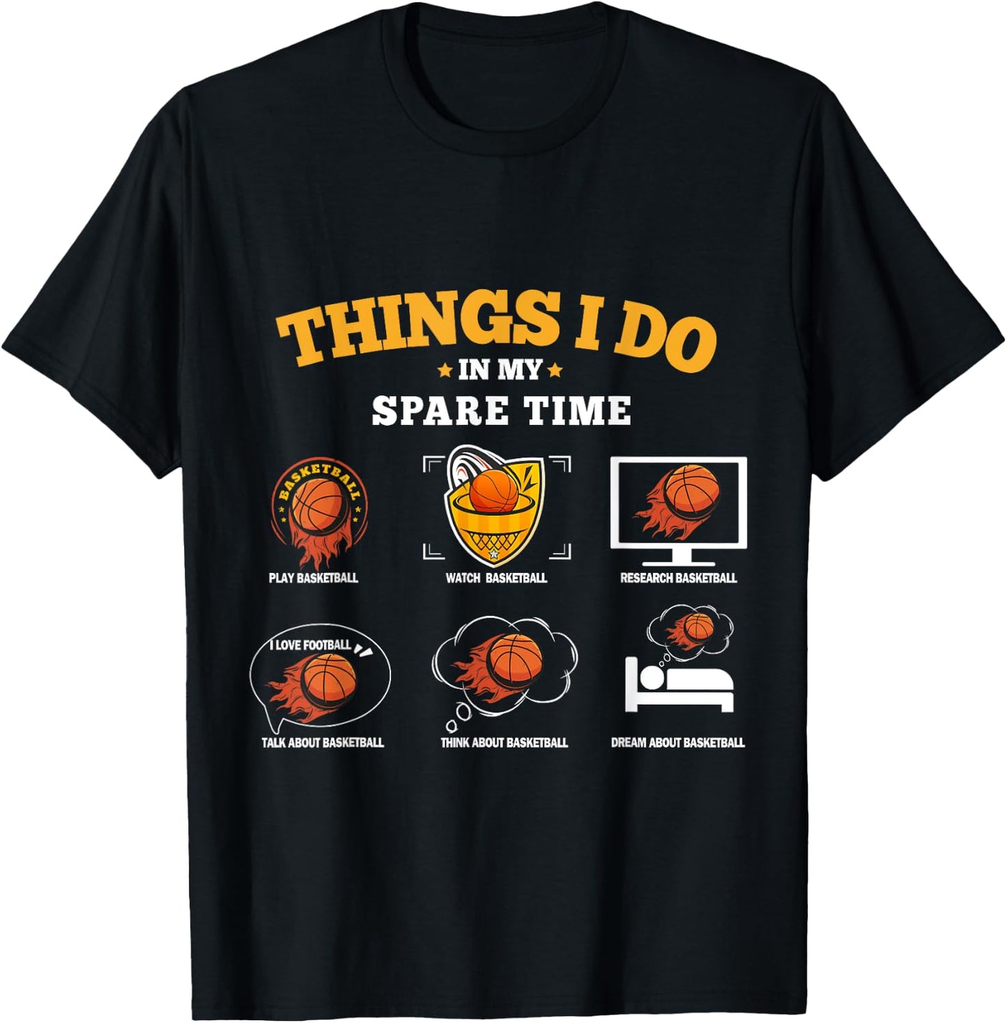 Things I Do In My Spare Time Basketball Design Boys T-Shirt - T-Shirt | Black