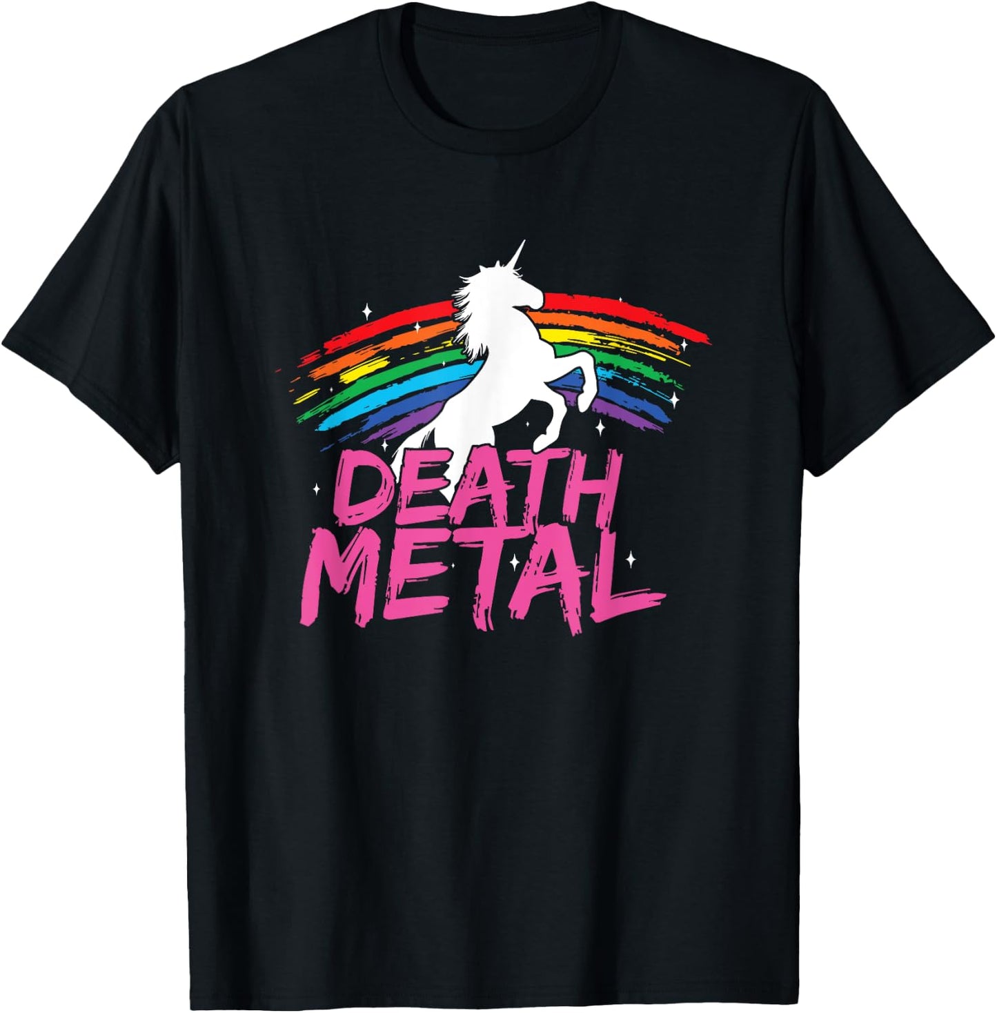 Unicorn Death Metal Rocker Metalhead Design Funny Hard Rock T-Shirt - T-Shirt | Black