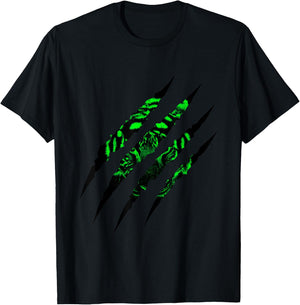 Predator Green Tiger Claw Mark T-Shirt - T-Shirt | Black