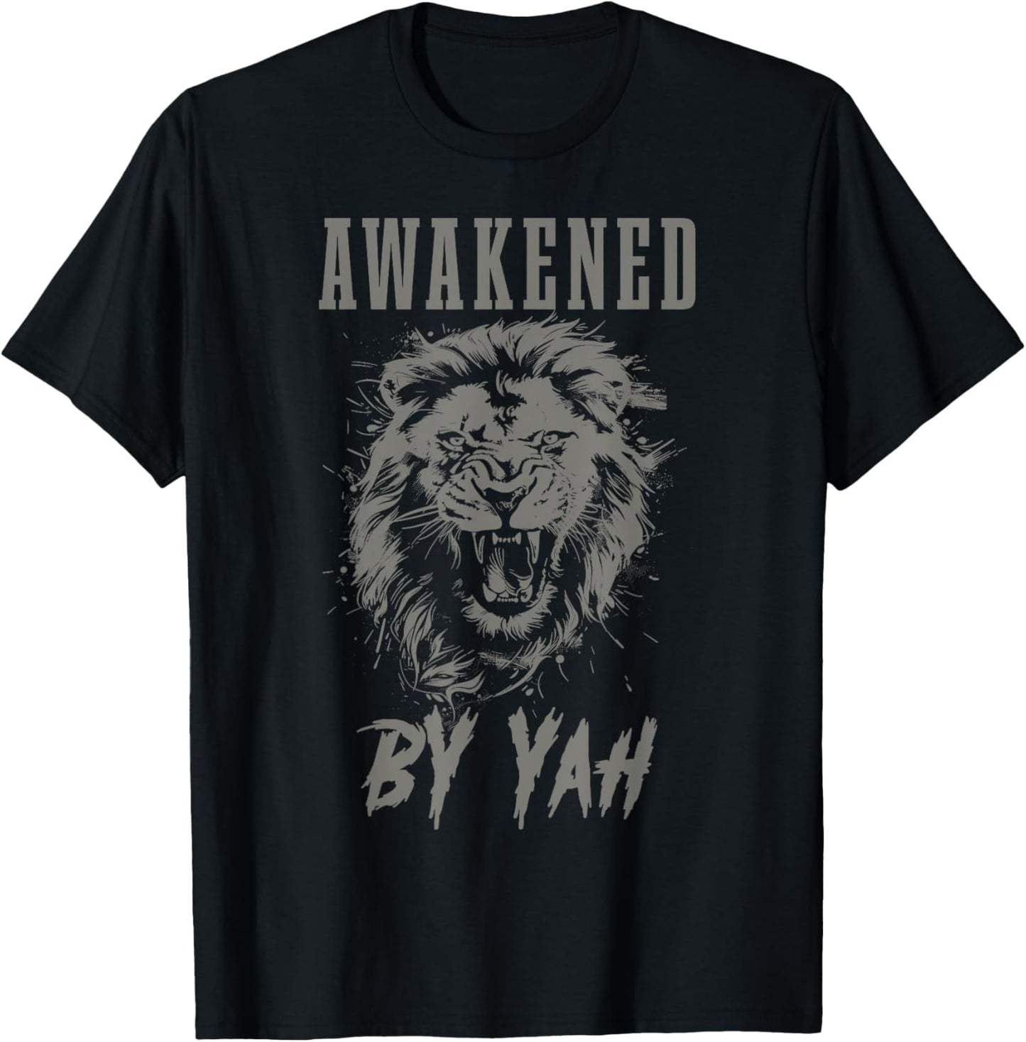 Awakened By Yah Hebrew Israelite Lion Of Judah Jewish Yahweh T-Shirt - T-Shirt | Black