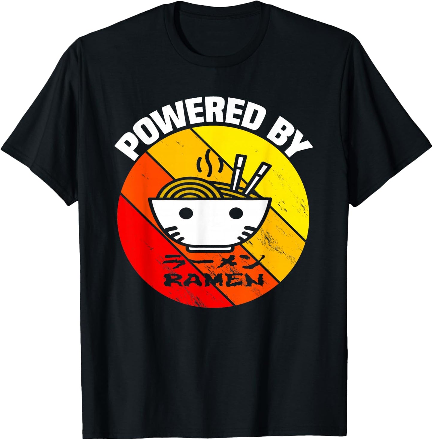 Vintage Powered by Ramen - Ramen Noodle Soup T-Shirt - T-Shirt | Black