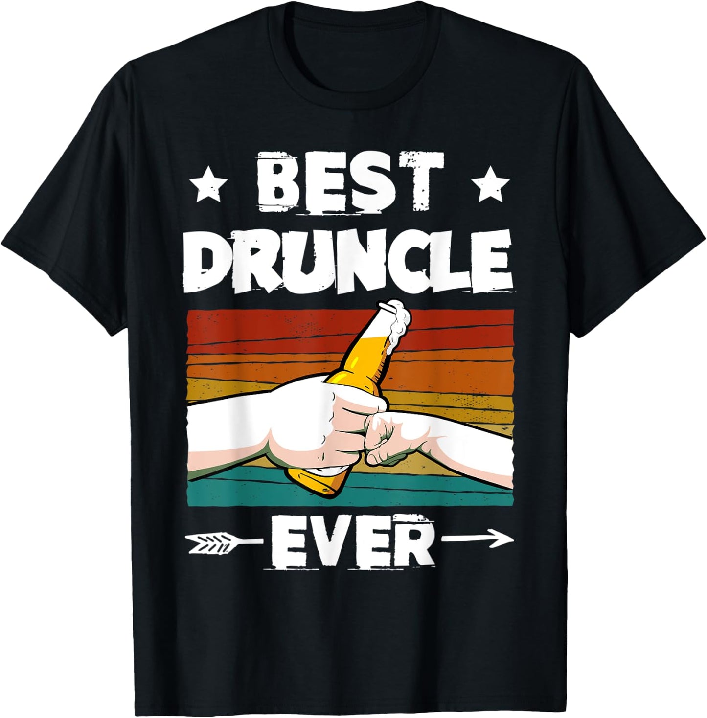 Best Druncle Ever Funny Beer Drinker Uncle Fist Bump T-Shirt - T-Shirt | Black