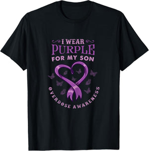 I Wear Purple For My Son for Overdose Awareness T-Shirt - T-Shirt | Black
