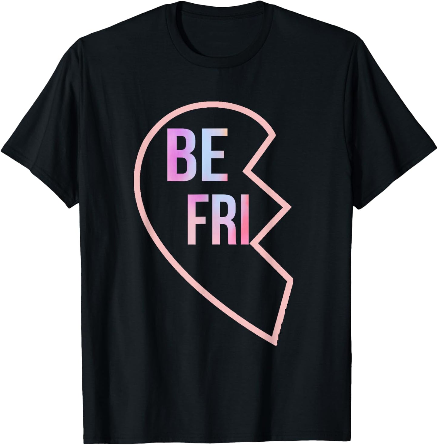 BFF 1 Heart in 2 Best Friends Matching 1st Part T-Shirt - T-Shirt | Black