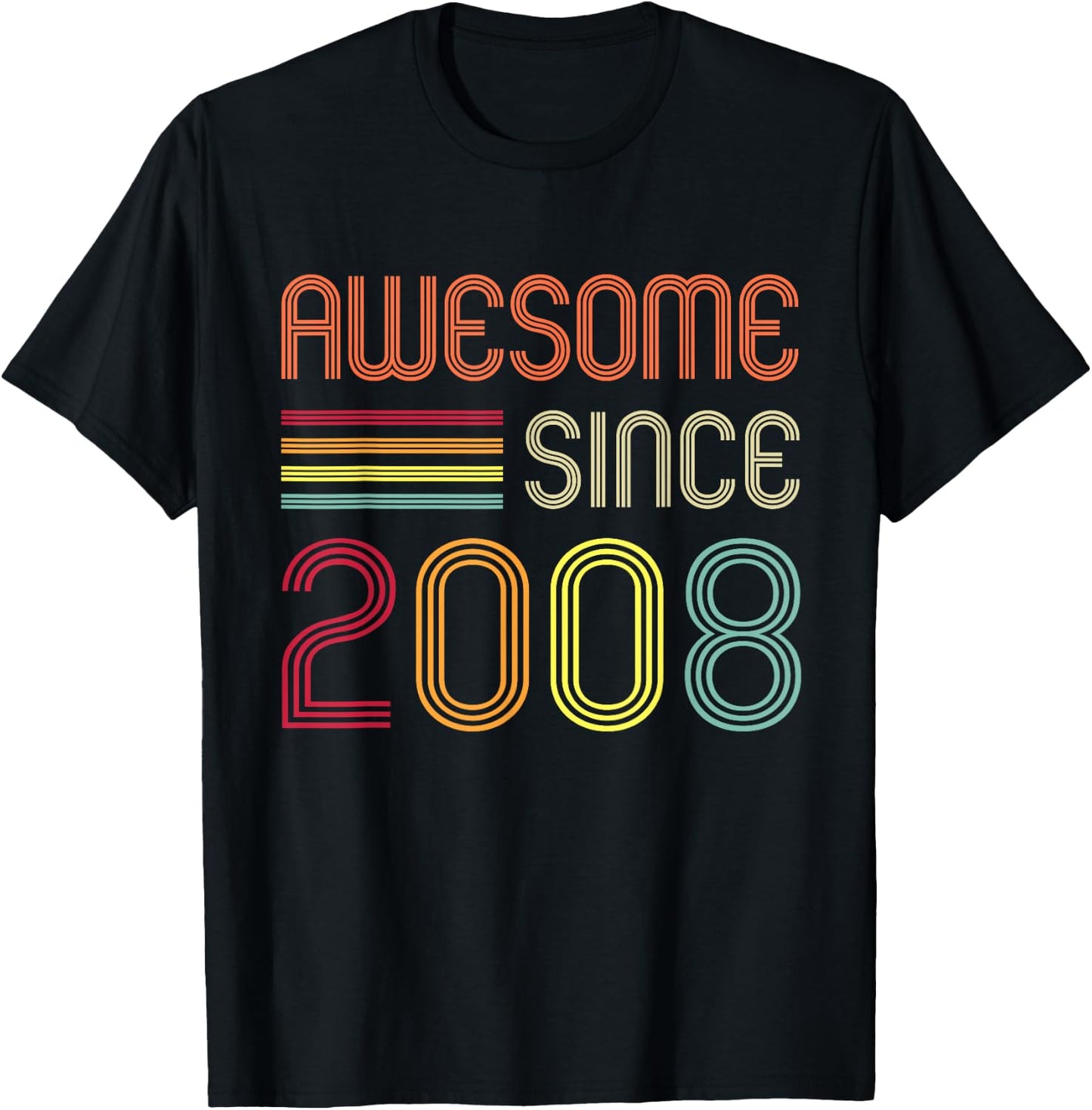 Awesome Since 2008 14th Birthday Retro Short Sleeve T-Shirt - T-Shirt | Black