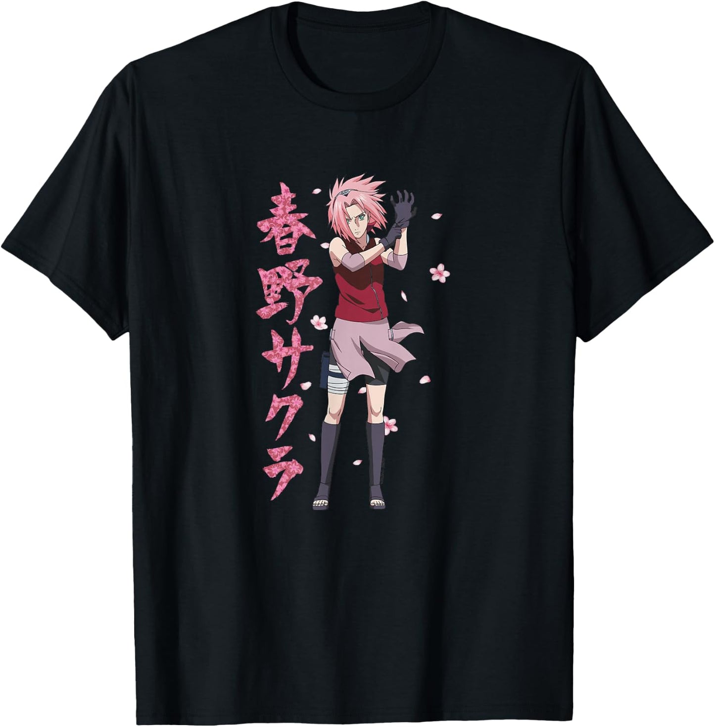 Naruto Shippuden Sakura Cherry Blossoms Anime T-Shirt - T-Shirt | Black