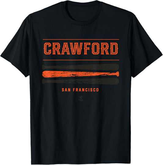 Brandon Crawford Vintage Baseball Bat Gameday T-Shirt - T-Shirt | Black