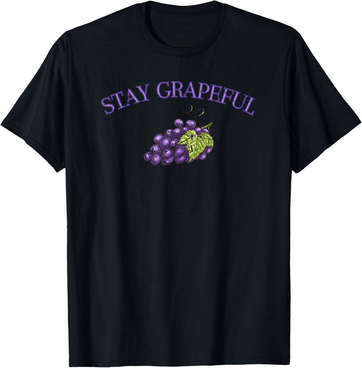 Stay Grapeful Funny Fruit Gardener Farmer T-Shirt - T-Shirt | Black