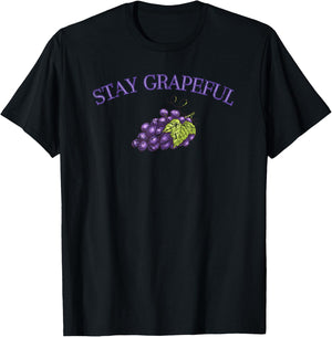 Stay Grapeful Funny Fruit Gardener Farmer T-Shirt - T-Shirt | Black