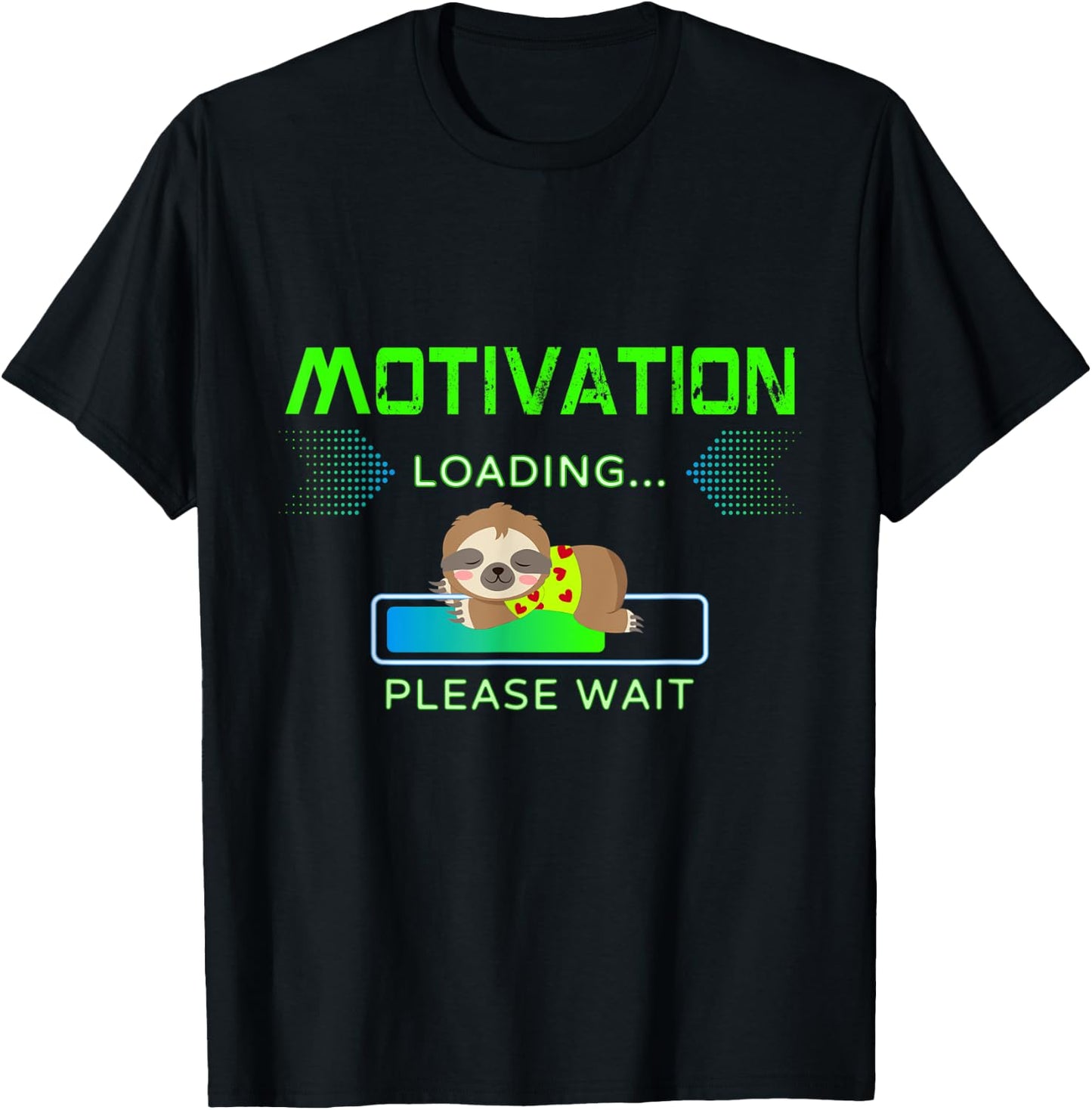 Cute baby sloth, motivation loading, please wait T-Shirt - T-Shirt | Black