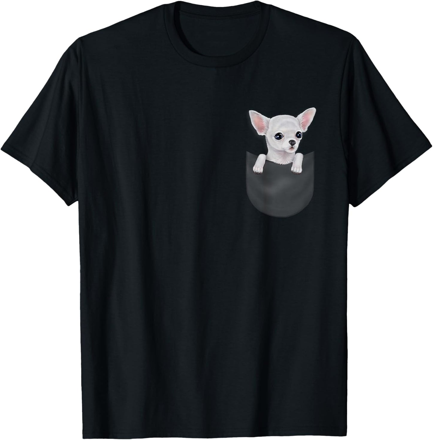Fox Republic Design -Adults Black Cartoon Chihuahua Dog T-Shirt - T-Shirt | Black