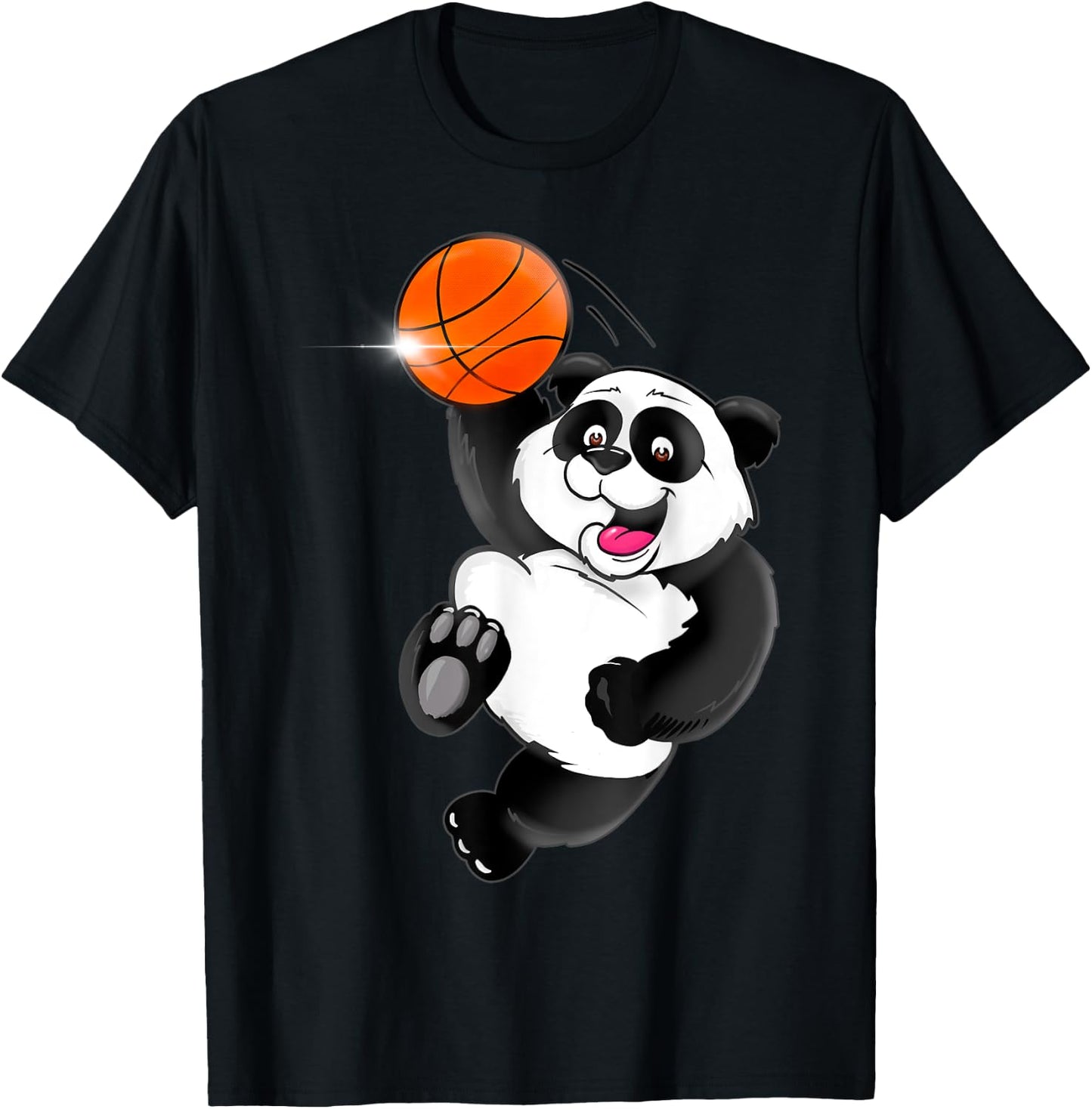 Basketball Panda Slam Dunk Funny Kids Adults Sports T-Shirt - T-Shirt | Black