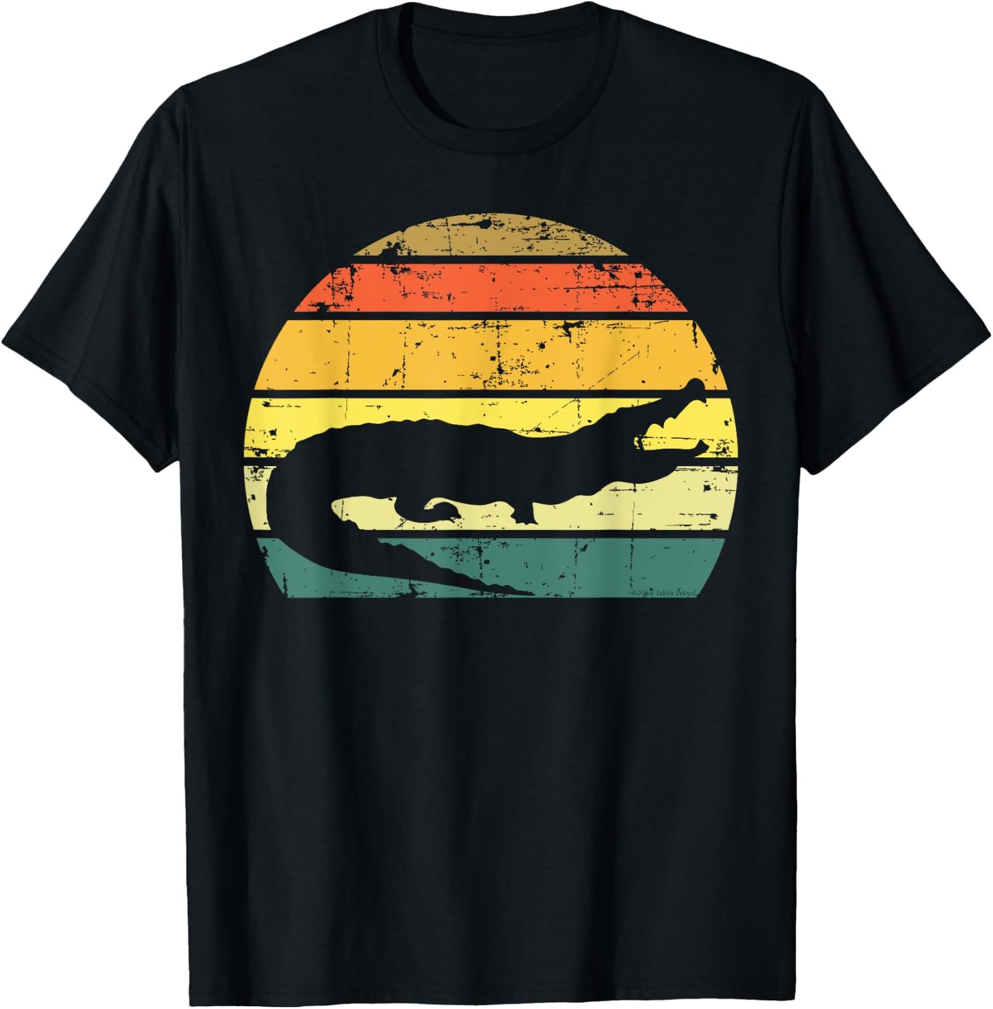Retro Sunset Grunge Alligator Everglades Design T-Shirt - T-Shirt | Black