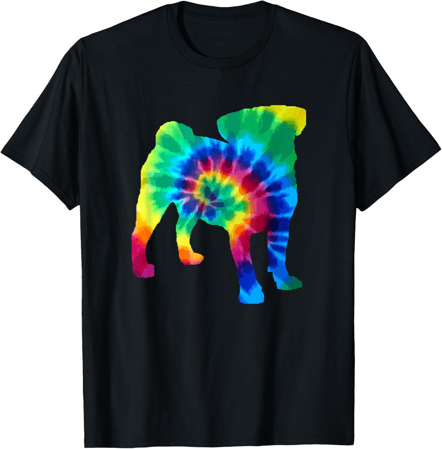 Pug Tie Dye Vintage Hippie Dog Pug T-Shirt - T-Shirt | Black