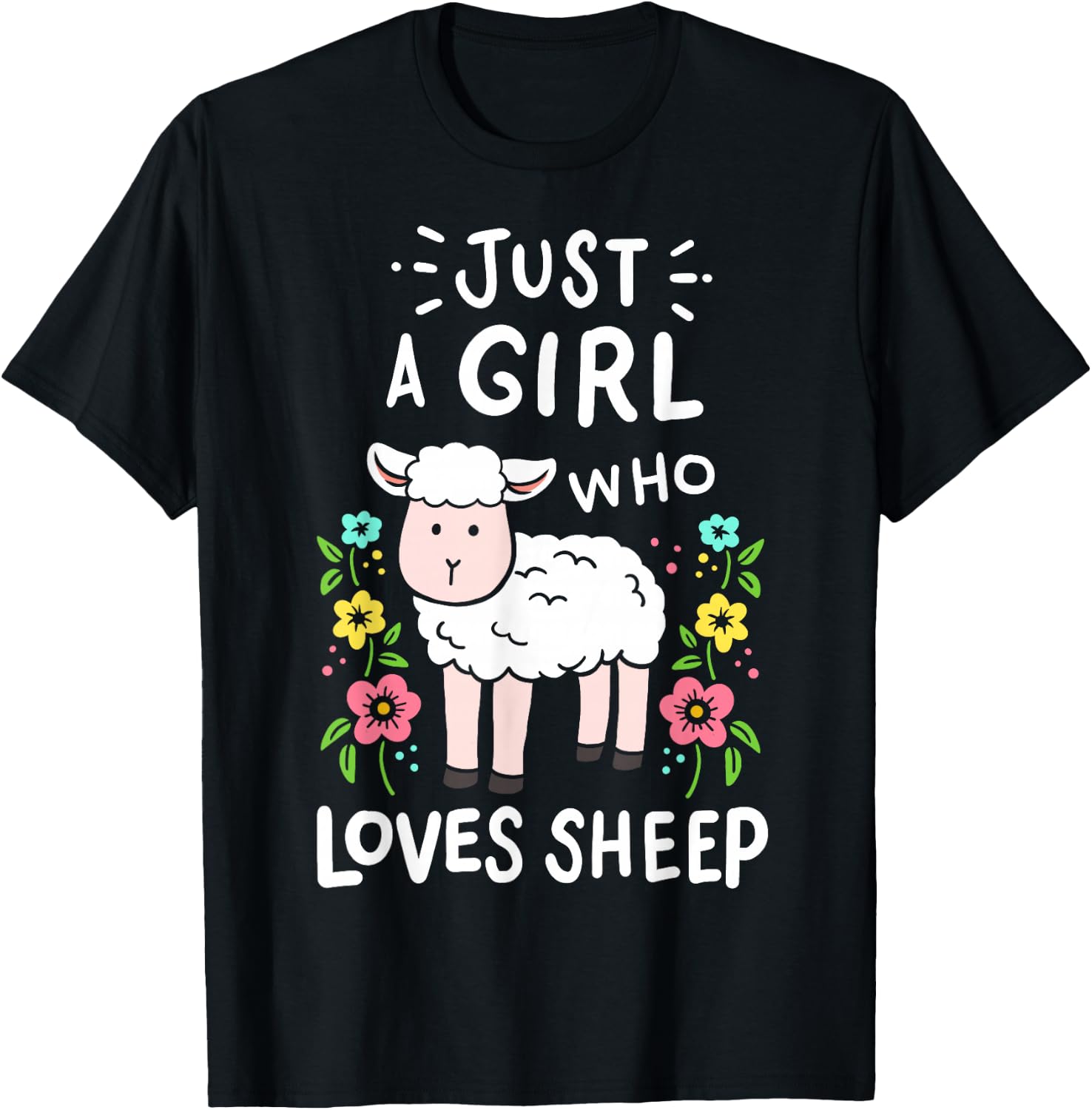 Cute Sheep Just a Girl Who Loves Sheep T-Shirt - T-Shirt | Black