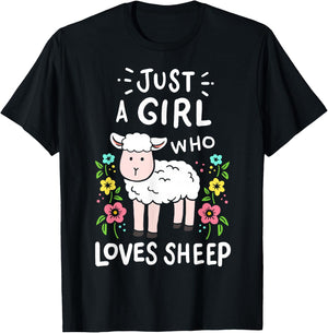 Cute Sheep Just a Girl Who Loves Sheep T-Shirt - T-Shirt | Black