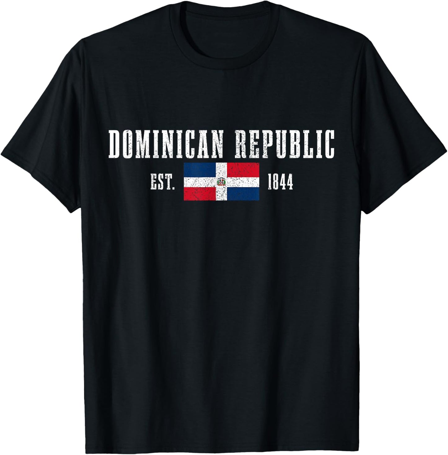 Dominican Republic Est. 1844 Dominican Flag T-Shirt - T-Shirt | Black