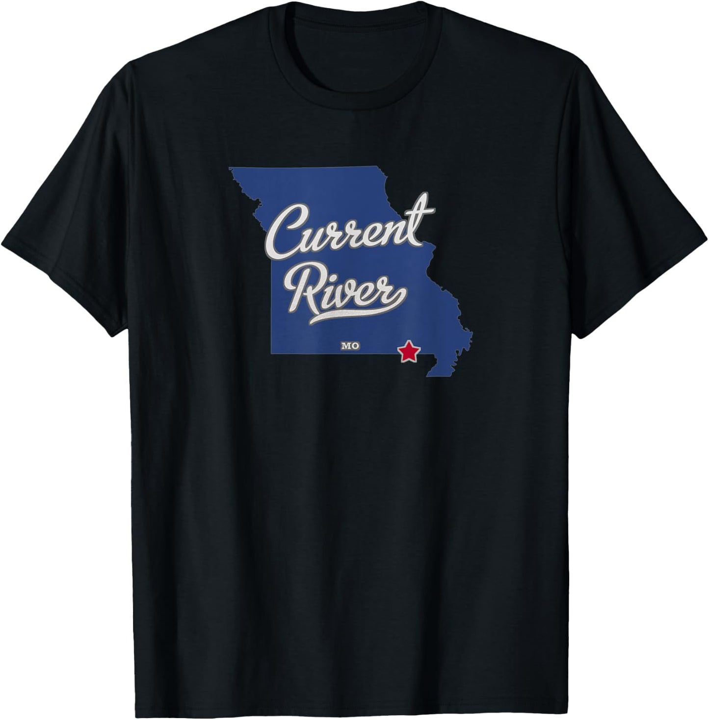Current River Missouri MO Map T-Shirt - T-Shirt | Black
