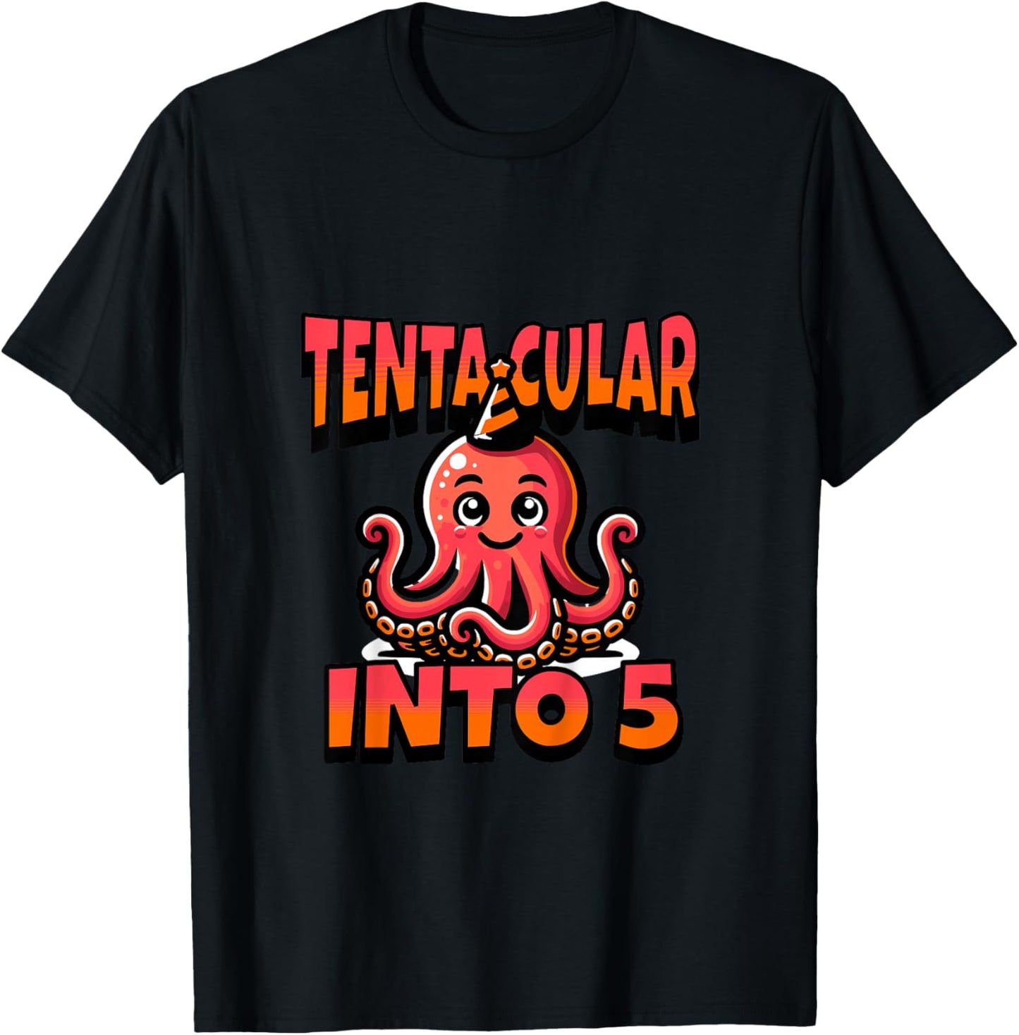 Kids Octopus Tentacular Into 5 Year Old 5th Birthday Boy Girl T-Shirt - T-Shirt | Black