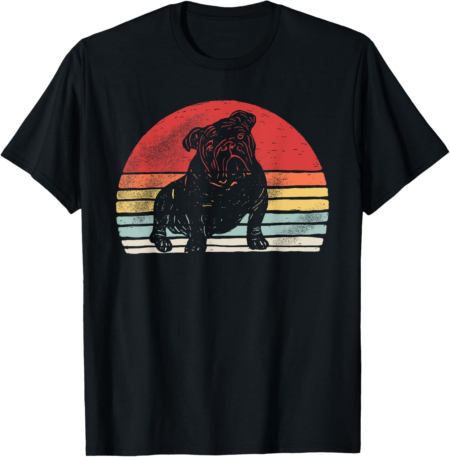 Vintage Retro Bulldog Dog Breed Men Women Kids T-Shirt - T-Shirt | Black