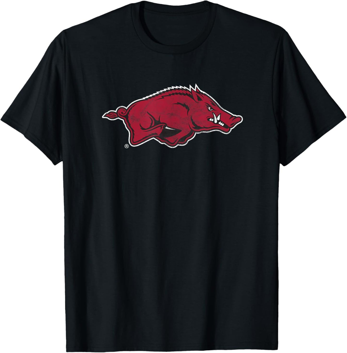 University of Arkansas Razorbacks Distressed Primary Logo T-Shirt - T-Shirt | Black