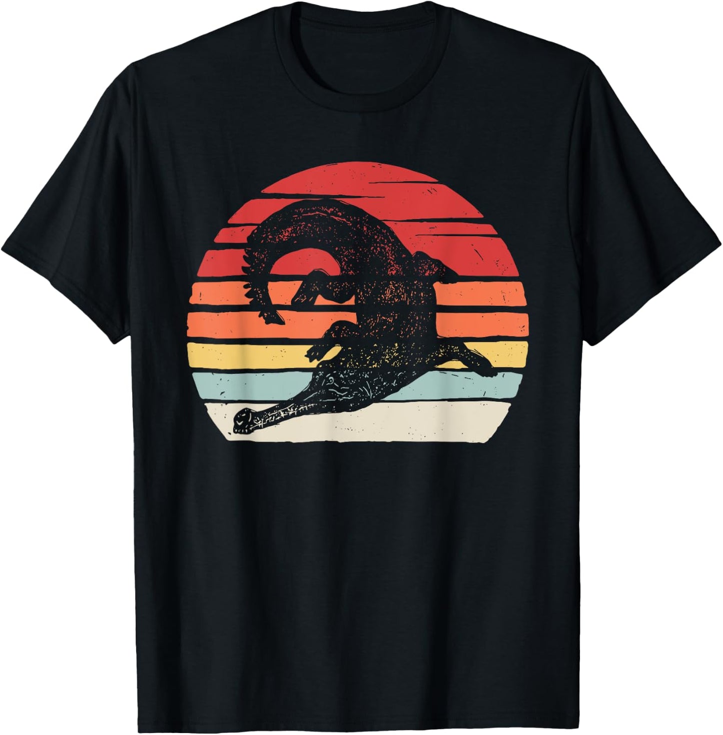 Catch Some Rays Vintage Retro Gharial Gavial Fish-Eating Crocodile T-Shirt - T-Shirt | Black