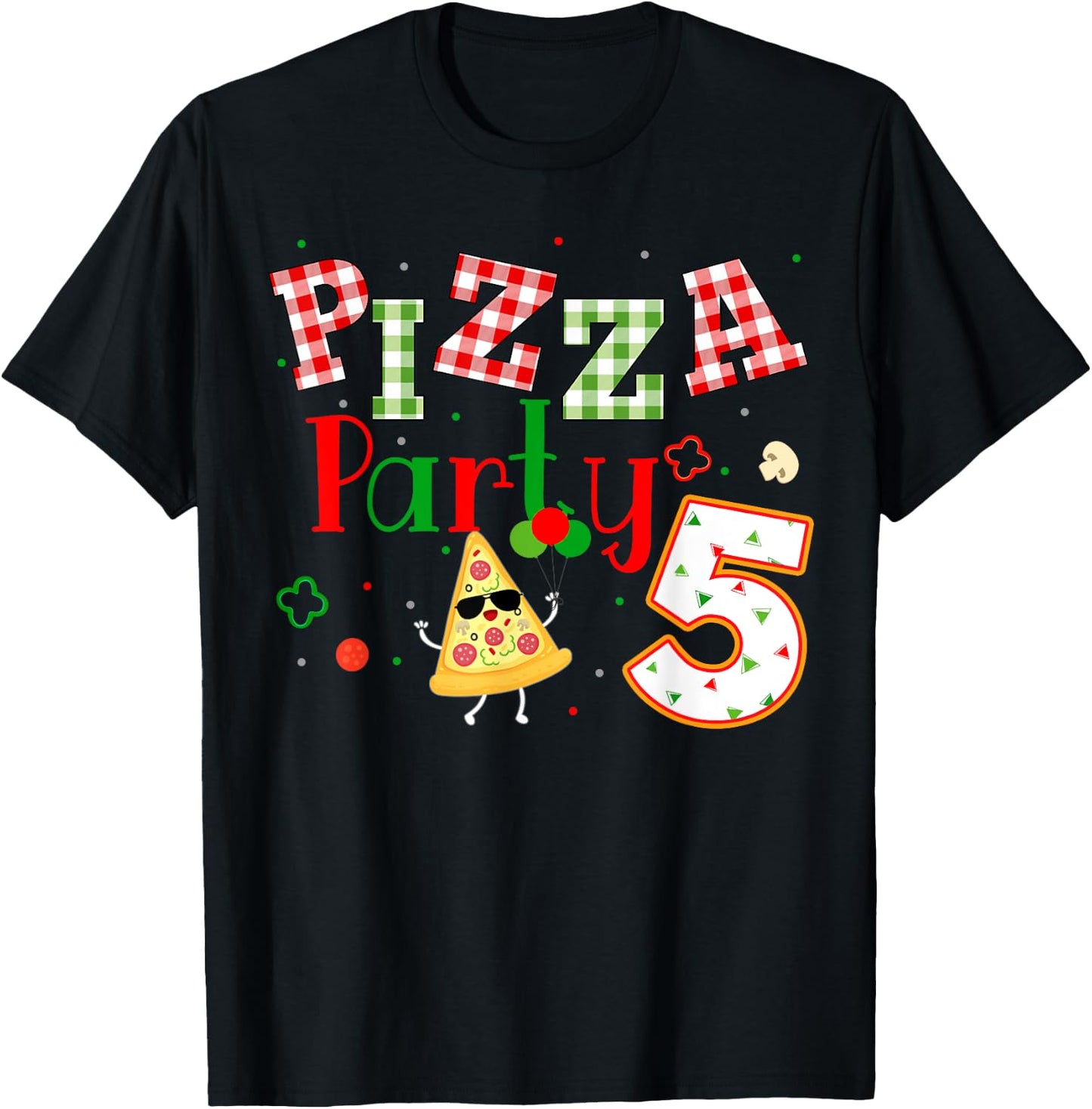 Pizza Birthday Party Themed Matching Family Group T-Shirt - T-Shirt | Black