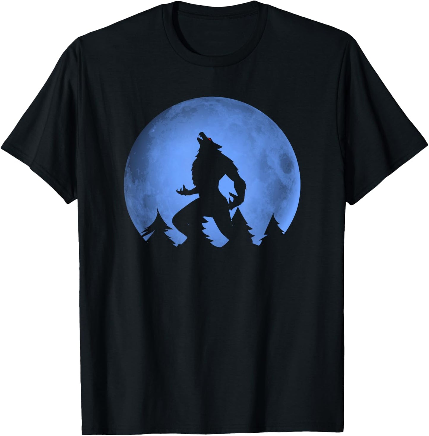 Wolf Halloween Costume Werewolf Blue Moon Scary Boys T-Shirt - T-Shirt | Black
