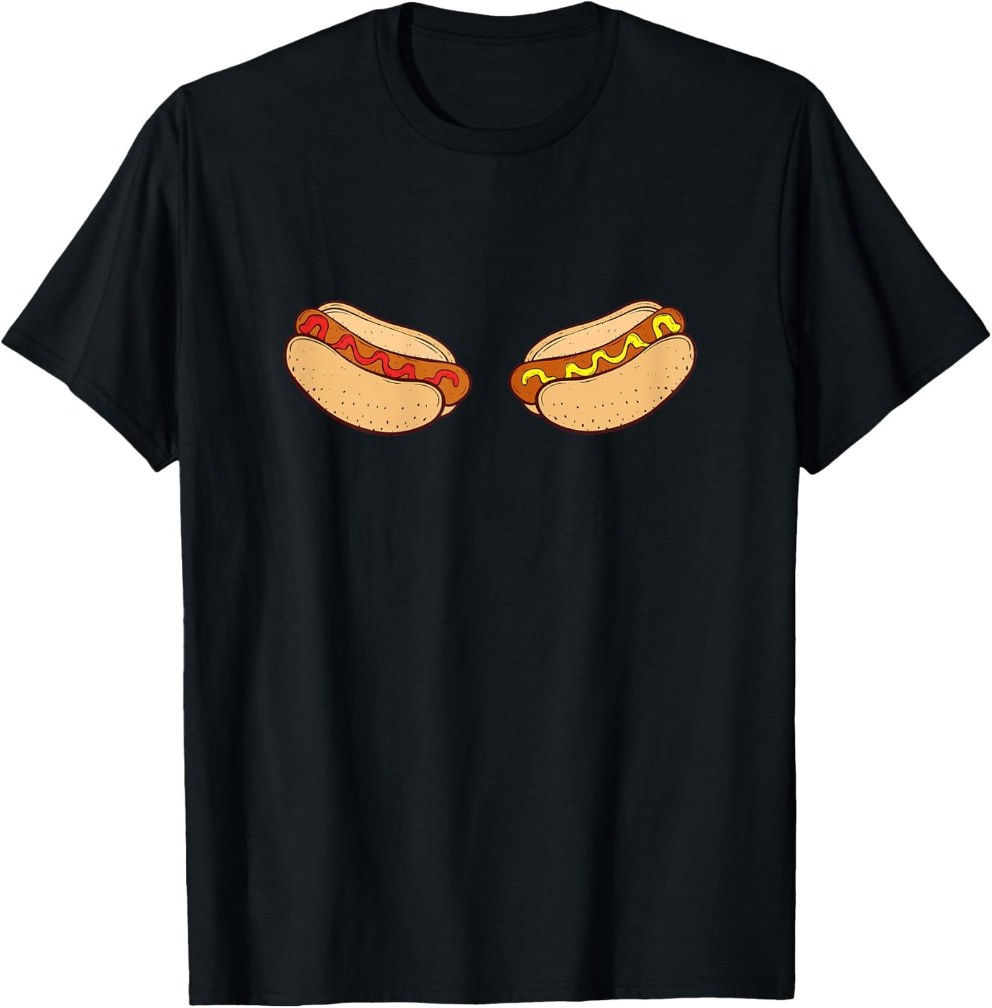 Funny Hot Dog Boobs Sexy Fast Food Fun Design for cool Women T-Shirt - T-Shirt | Black