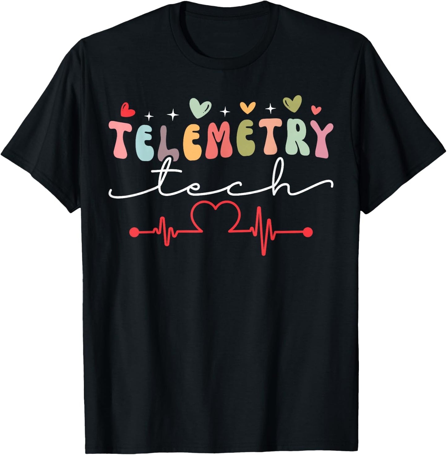 Cute Telemetry Tech Heart T-Shirt - T-Shirt | Black