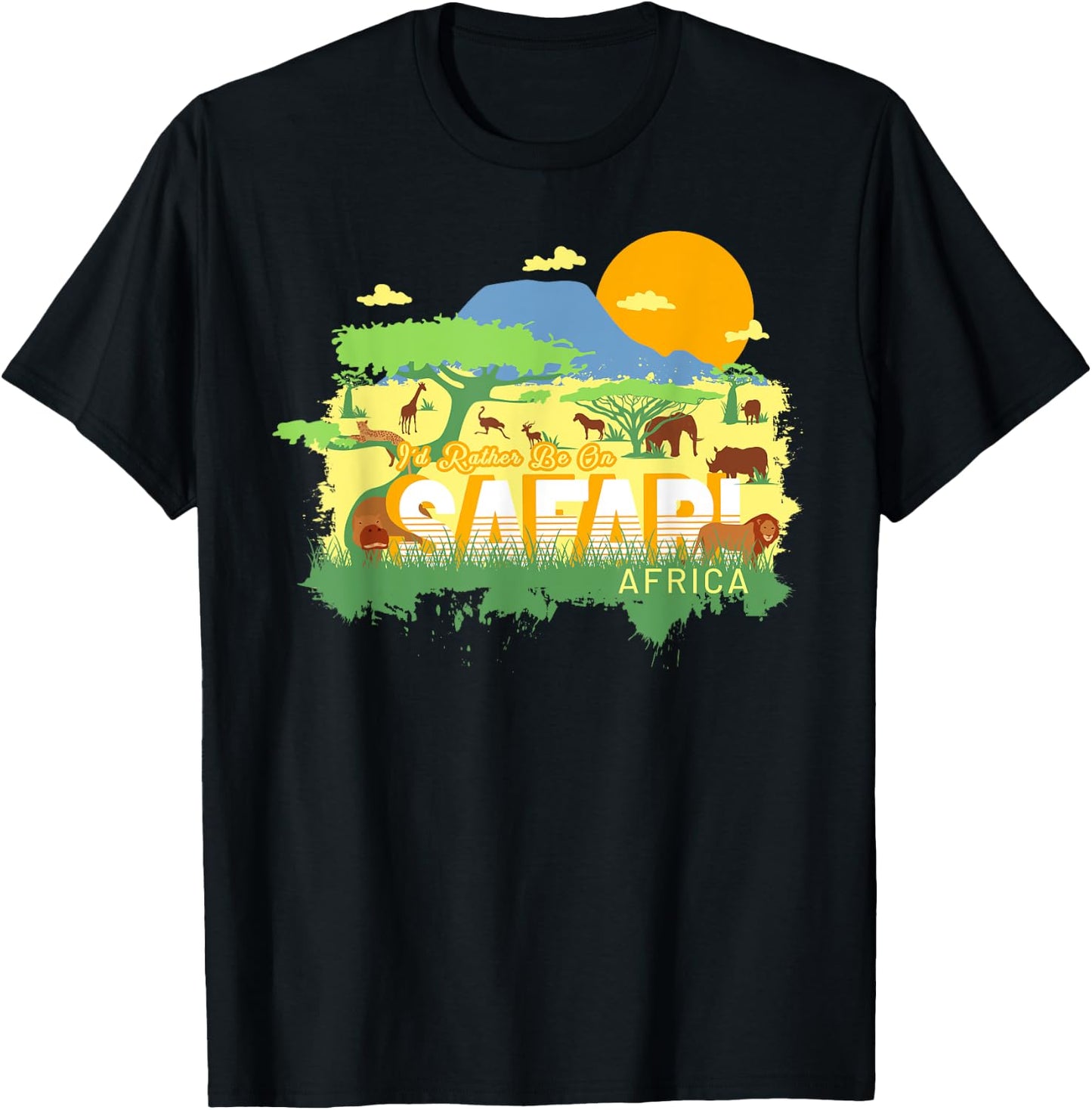 I'd Rather Be On Safari Africa - Cute Vintage Souvenir T-Shirt - T-Shirt | Black