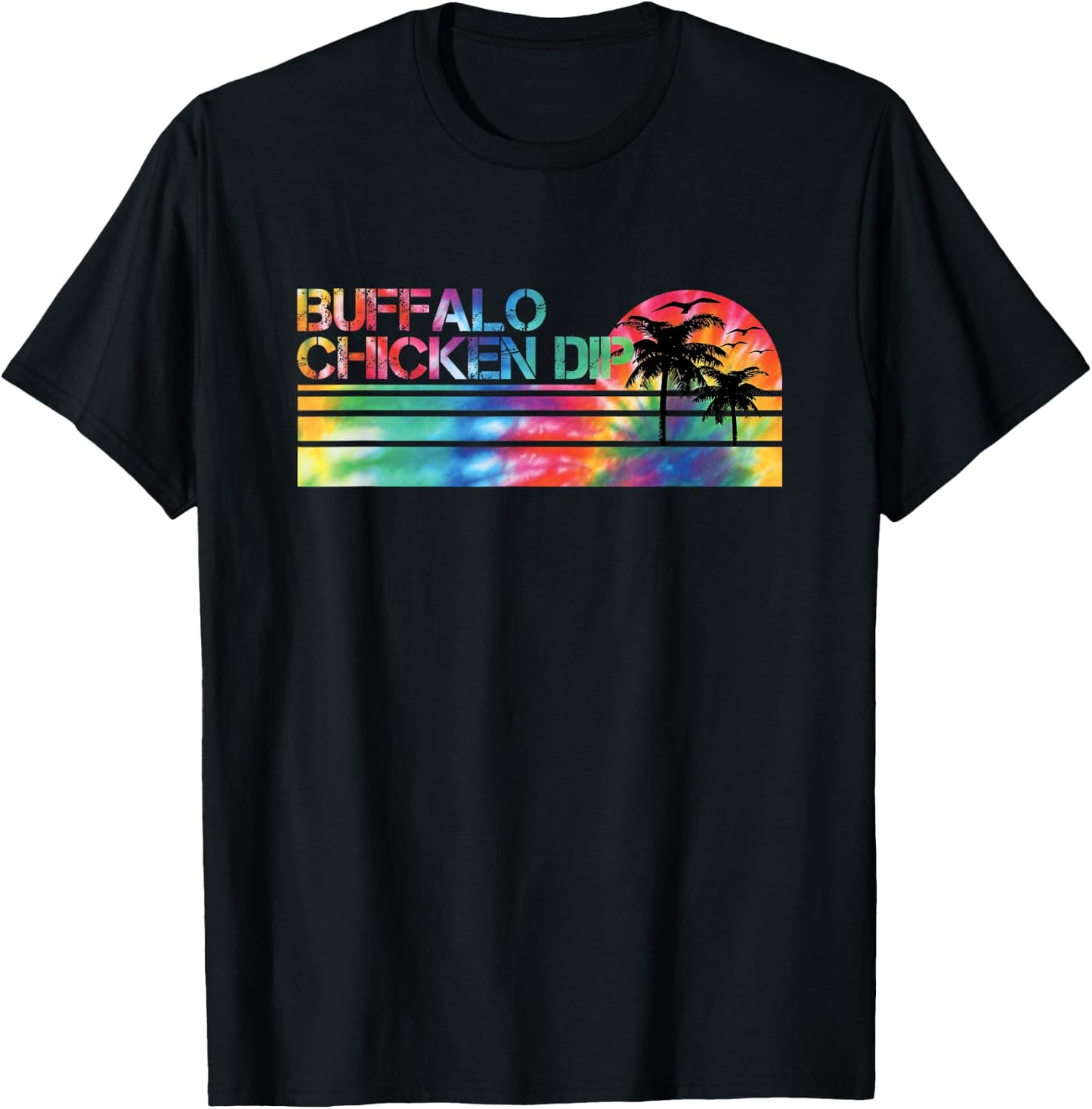Buffalo Chicken Dip Tie Dye Vintage Inspired Striped Funny T-Shirt - T-Shirt | Black