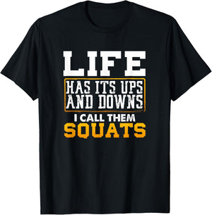 Funny Fitness Gym Workout Weights Squat Men Women T-Shirt - T-Shirt | Black