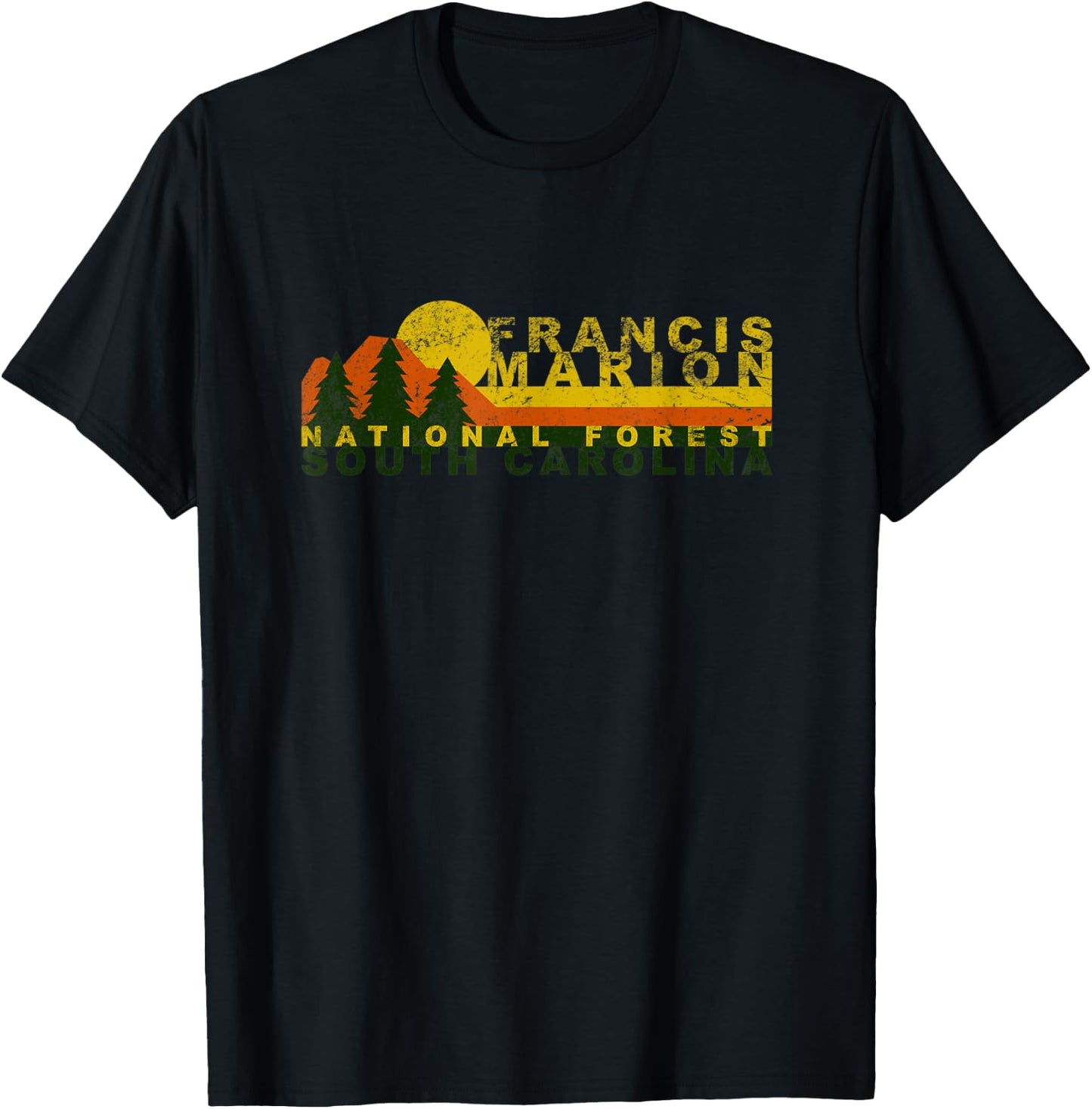 Francis Marion National Forest Vintage Retro T-Shirt - T-Shirt | Black