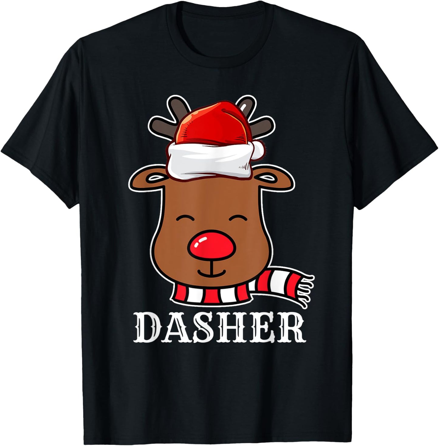 Santa Reindeer Dasher Xmas Group Costume T-Shirt - T-Shirt | Black